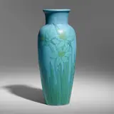 Lenore Asbury for Rookwood Pottery, Exceptional Decorated Mat/Double Vellum vase with daffodils