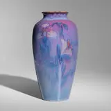 Black Opal vase with Art Deco-style flowers by Sara Sax for Rookwood Pottery, sold Nov 2022