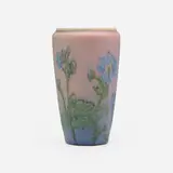 Decorated Mat/Double Vellum vase with stylized flowers by Catherine C. Crabtree for Rookwood Pottery, sold Nov 2022