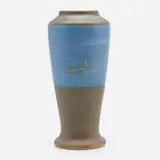 Fred Rothenbusch for Rookwood Pottery, Banded Vellum vase with nocturnal harbor scene
