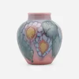 Decorated Mat/Double Vellum vase with stylized flowers by Delia Workum for Rookwood Pottery, sold Nov 2022