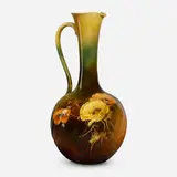 Albert R. Valentien for Rookwood Pottery, Fine and Large Standard Glaze ewer with poppies