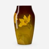 Albert R. Valentien for Rookwood Pottery, Fine and Large Standard Glaze vase with parrot tulips