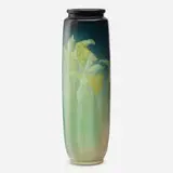 Sallie Toohey for Rookwood Pottery, Sea Green vase with daffodils