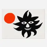 Lune rouge et soleil noir (Red Moon and Black Sun) by Alexander Calder, 1970, lithograph in colors on Rives BFK, sold Apr 2021