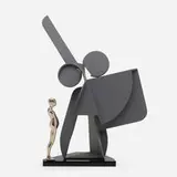 Ernest Trova, Study/Falling Man Profile Canto #83, 1987, cold-rolled steel with nickel-plated bronze figure