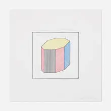 Untitled (from Twelve Forms Derived From a Cube) by Sol LeWitt, 1984, screenprint in colors on Arches, sold Apr 2021