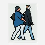 New York Couple 2 by Julian Opie, 2019, screenprint with collage on Canson Conservation Board, sold Apr 2021