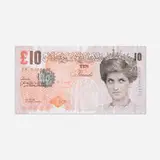 Banksy, Di-faced Tenner, 10 GBP Note, 2004, offset lithograph in colors