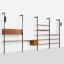 George Nelson & Associates, CSS (Comprehensive Storage System), 1959, enameled aluminum, aluminum, walnut