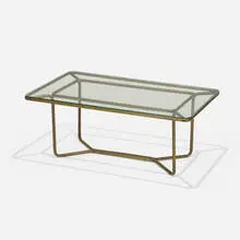 Walter Lamb, Coffee table, model AH-3700, c. 1952, bronze, glass