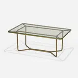 Coffee table, model AH-3700 by Walter Lamb, c. 1952, bronze, glass, sold Feb 2021