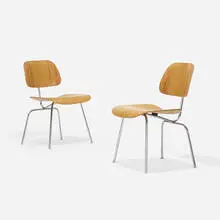 Charles and Ray Eames, DCMs, pair, ash plywood, chrome-plated steel, rubber, nylon