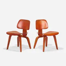 Charles and Ray Eames, DCWs, pair, aniline-dyed ash plywood, rubber