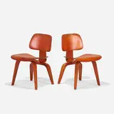 Charles and Ray Eames, DCWs, pair, aniline-dyed ash plywood, rubber