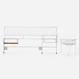 Maurizio Tempestini, Neva-Rust headboard and occasional table, c. 1955, enameled steel, glass, milk glass, cane
