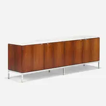 Florence Knoll, Executive Office cabinet, walnut, marble, chrome-plated steel, aluminum