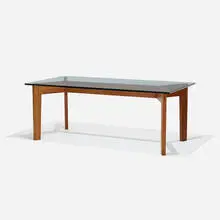 Modern, Dining table, c. 1960, cherry, glass