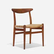 Dining chair by Hans J. Wegner, c. 1953, oak, cane, sold Feb 2021
