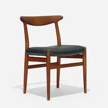 Dining chair by Hans J. Wegner, c. 1953, oak, leather, sold Feb 2021