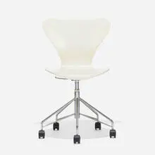 Sevener chair, model 3117 by Arne Jacobsen, 1955 / 1983, lacquered plywood, matte chrome-plated steel, plastic, sold Feb 2021
