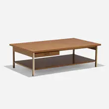 Linear Group coffee table, model 489 by Paul McCobb, 1959, walnut, brass, sold Feb 2021