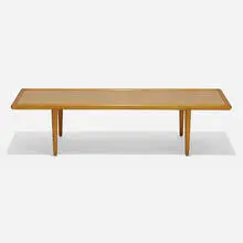 Coffee table, model 1771 by T. H. Robsjohn-Gibbings, c. 1954, bleached walnut, laminate, sold Feb 2021