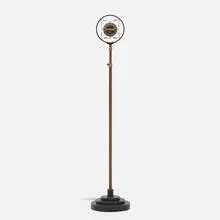 Western Electric, Carbon Spring Suspension Microphone, model 387 and floor stand, c. 1928, brass, nickel-plated brass, iron, steel