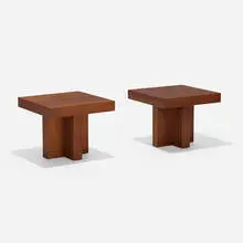 Occasional tables, pair by Milo Baughman, c. 1965, walnut, sold Feb 2021