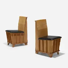 Frank Gehry, Dining chairs from R23, Los Angeles, c. 1991, cardboard, vinyl, plywood