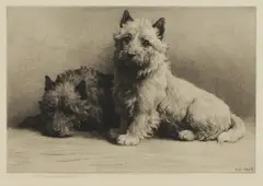 Untitled by Herbert Dicksee, both waiting patiently original etching on paper, sold Sep 2021