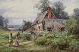 Henry John Sylvester Stannard, Untitled, holding a rabbit watercolour and bodycolour 35.5 x 53cm