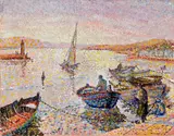 Yvonne Canu, Port en Corse, oil on canvas