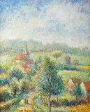 Hughes Claude Pissarro, Monthou en Normandie; Port Saint Pierre (2), oil on canvas