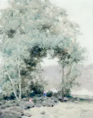 Andre Gisson, Two Figures in a Forest, oil on canvas
