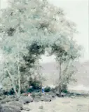 Andre Gisson, Two Figures in a Forest, oil on canvas