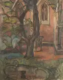 Othon Friesz, Court Yard with Church, oil on canvas