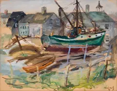 Emmanuel Mané-Katz, Fishing Boats, 1941, gouache on paperboard
