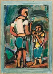 Georges Rouault, Paysans, 1939, oil on paper laid on canvas
