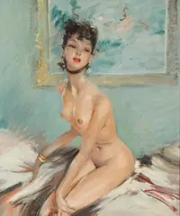 Nadine (737) by Jean-Gabriel Domergue, oil on masonite, sold May 2008