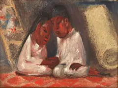Lovers by Jean Charlot, oil on board, sold May 2008