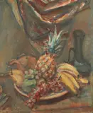 Zygmunt Menkes, Still Life with Pineapple and Grapes on a Tray