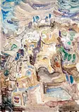 Mordechai Levanon, Untitled (Safed), watercolor and pencil on paper