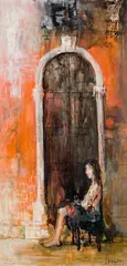 Fillette assise au bord du Canal by Jean Jansem, 1966, oil on canvas, sold May 2008
