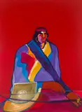 John Nieto, Navaho Warrior, acrylic on canvas