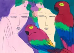 Untitled by Walasse Ting, acrylic on rice paper, sold May 2008