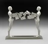 Ernest Trova, Double Walking Figure, 1985, polished stainless steel