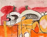 Graham Sutherland O.M., Tourette, 1947, pencil, chalk, watercolor and gouache on paper
