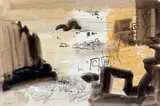John Piper, Untitled, gouache, ink and pencil on paper laid down on board