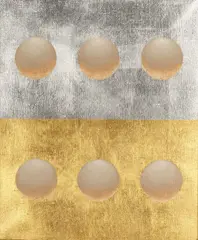 Barkley L. Hendricks, One Up, One Down, oil, silver leaf and gold leaf on canvas